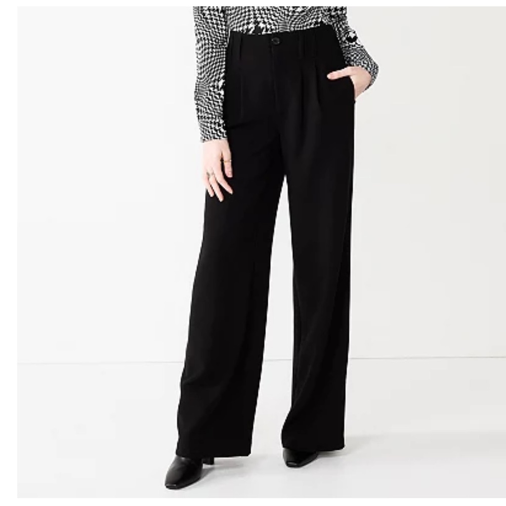 Juniors Solid High-Rise Wide Leg Trousers